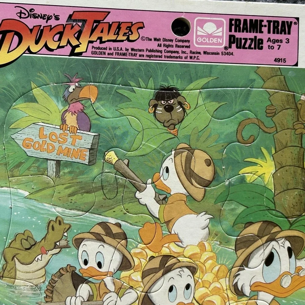 Vintage Disney‎ Jungle Book DuckTales Frame Tray Puzzle Lot 2pc Western